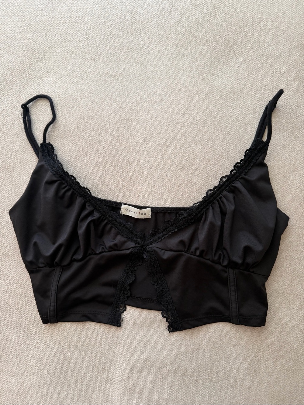 Black Lace-Trim Bralette Top
